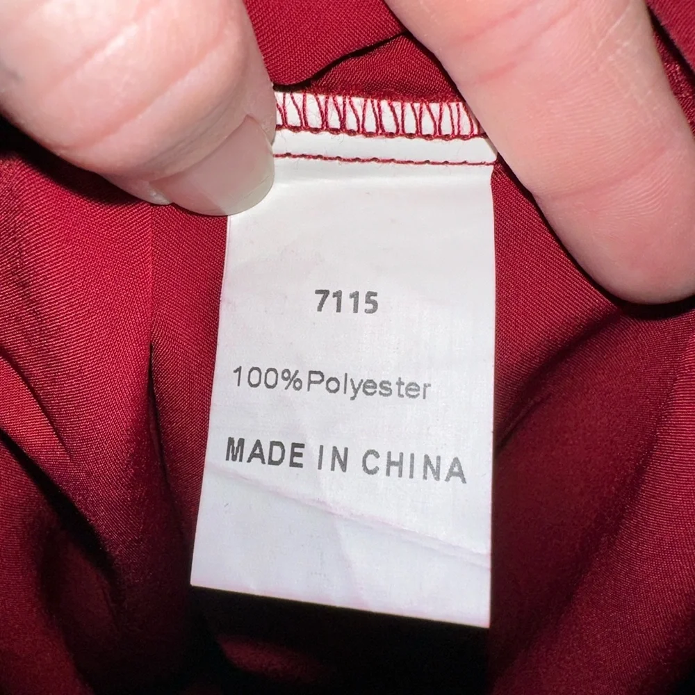 Burgundy Long Sleeve Satin Dress - Picture 7 of 7